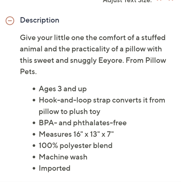 Pillow Pets Disney Winnie the Pooh 18" Eeyore Stuffed Animal - Picture 6 of 17